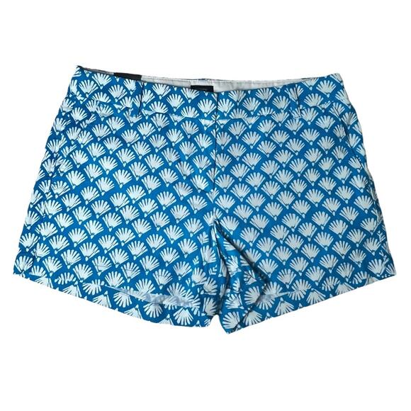 J.Crew Womens 3.5" Classic Blue/White Fan Print Shorts Sz 10 - Picture 1 of 12